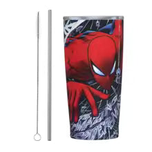 Purilite Select Spider-Man 20oz Stainless Steel Tumbler – Double Wall Vacuum Insulated Mug With Straw