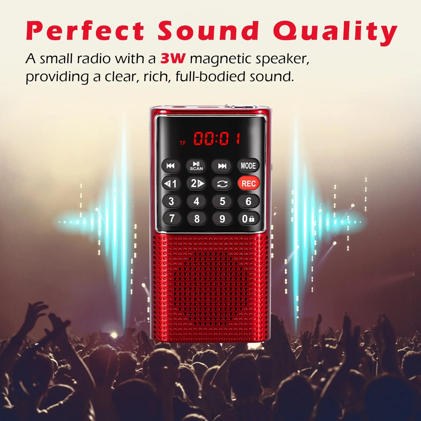 Purilite Select Number Key Mini Portable Pocket FM Radio