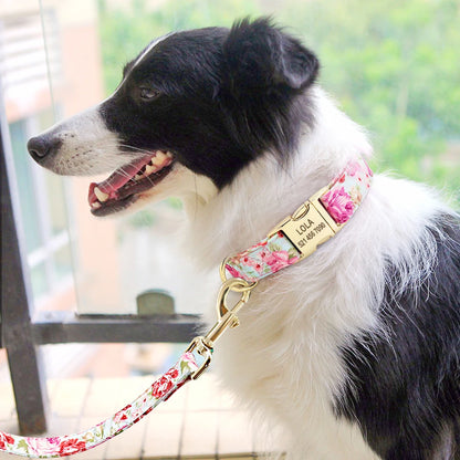 Purilite Select Personalized Floral Dog Collar and Leash Set