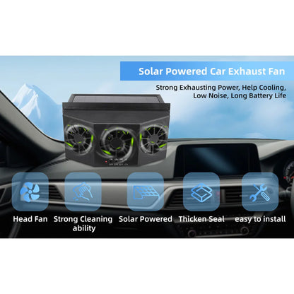Purilite Select Solar Powered Car Exhaust Fan Triple Ventilation Window Mounted Heat Removal Fan