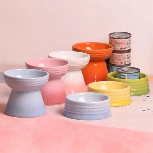 Ceramic Tall Pet Bowl – Anti-Spill Elevated Cat & Dog Food Bowl