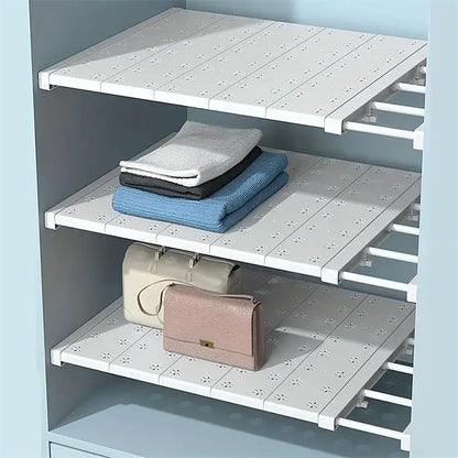 Purilite Select Expandable Wardrobe Shelf Divider | Adjustable Closet Organizer | Punch-Free Storage Rack | Retractable Cabinet Shelf | Kitchen Bathroom Space Saver