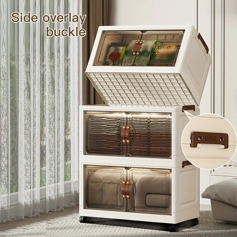 Purilite Select Foldable Storage Cabinet | 48cm Wide Rolling Organizer | 3 Tier Storage for Bathroom, Bedroom, Living Room
