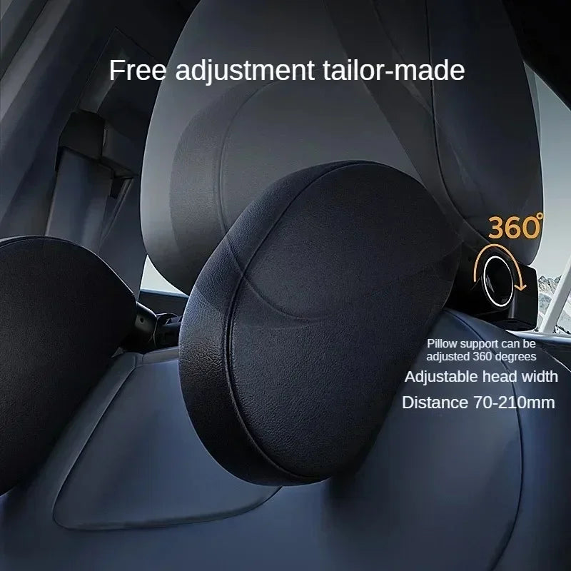 Purilite Select Adjustable Memory Foam Car Neck Pillow with Retractable Head Support for Travel Comfort