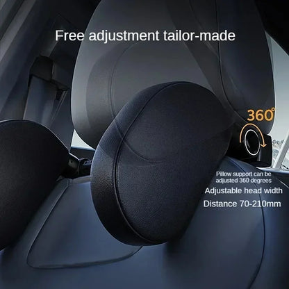 Purilite Select Adjustable Memory Foam Car Neck Pillow with Retractable Head Support for Travel Comfort