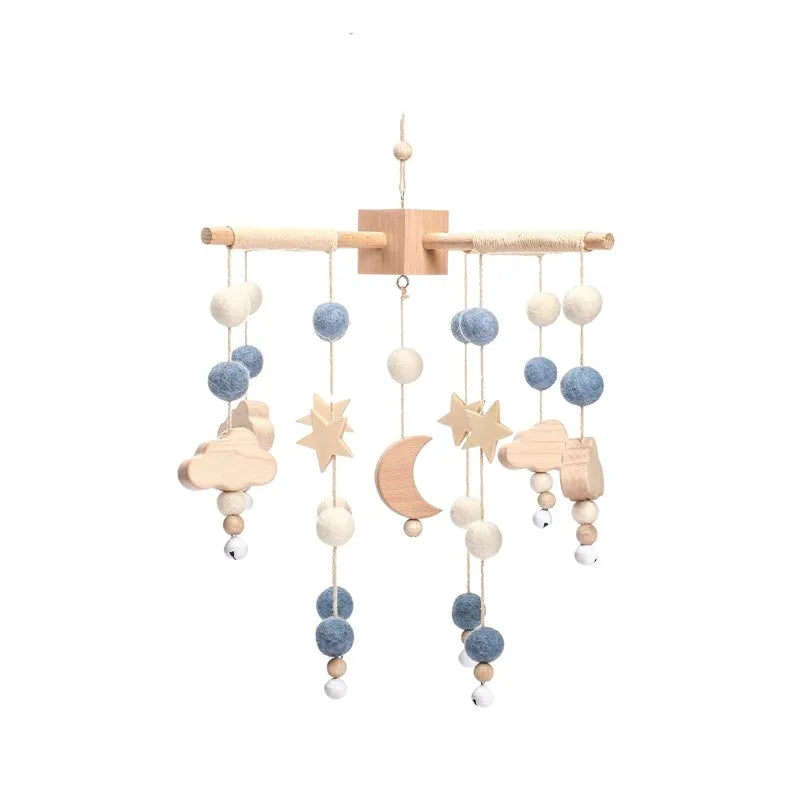 Purilite Select Wooden Baby Crib Mobile | Crochet Star Hanging Bed Bell | Nursery Rattle Decoration | Newborn Comfort Toy