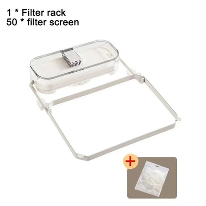 Purilite Select Kitchen Sink Filter Rack With 50pcs Net Filter Bag | Foldable Multi-Purpose Drainage Basket | Leftovers & Soup Food Drainer Shelf | Corner Sink Organizer