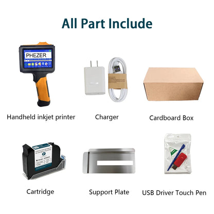 Phezer 2025 New P19 orange Handheld Inkjet Printer 12.7mm Portable Printer QR Bar Batch Code Date Number Logo Expiry Date Label