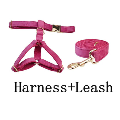 Purilite Select Rose Red Velvet Dog Collar & Leash Set
