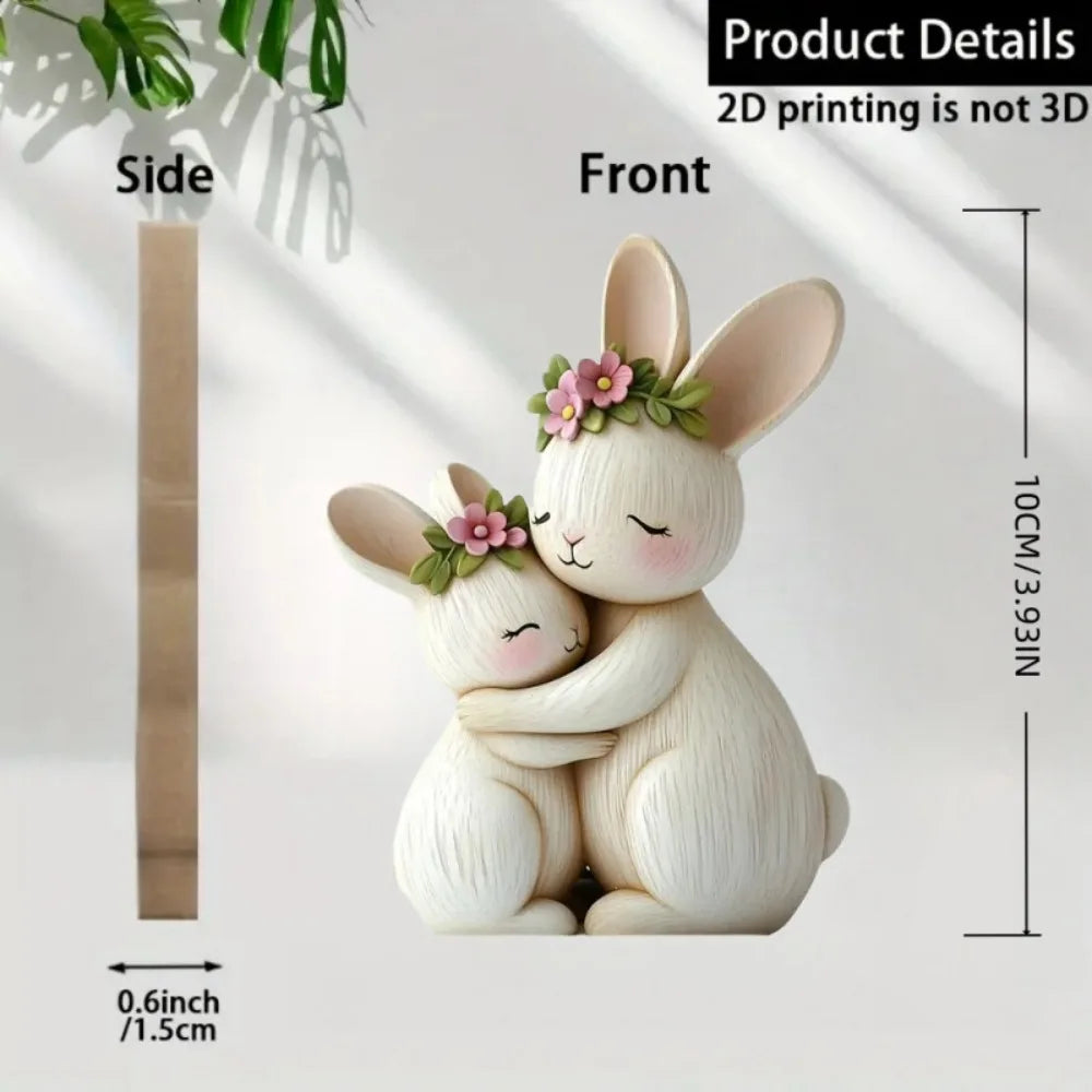 Wooden Kitten Couple Sculpture Charming 2D Flat Cat Enthusiast Gift Light and Dark Wood Grain Desktop Entrance Home Decoration