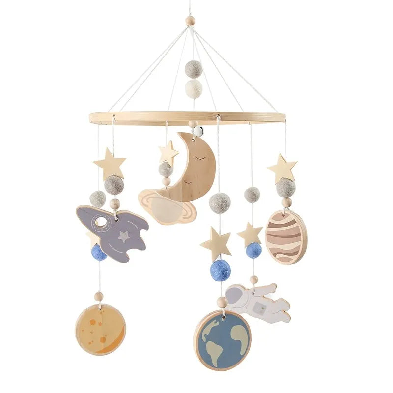 Purilite Select Wooden Baby Crib Mobile | Crochet Star Hanging Bed Bell | Nursery Rattle Decoration | Newborn Comfort Toy