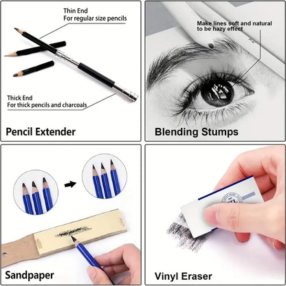 Purilite Select 72-Piece Art Set – Sketching, Drawing & Charcoal Pencil Tools Kit for Artists