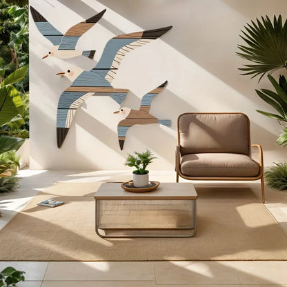 Purilite Select 3PCS Wooden Seagull Wall Decorations