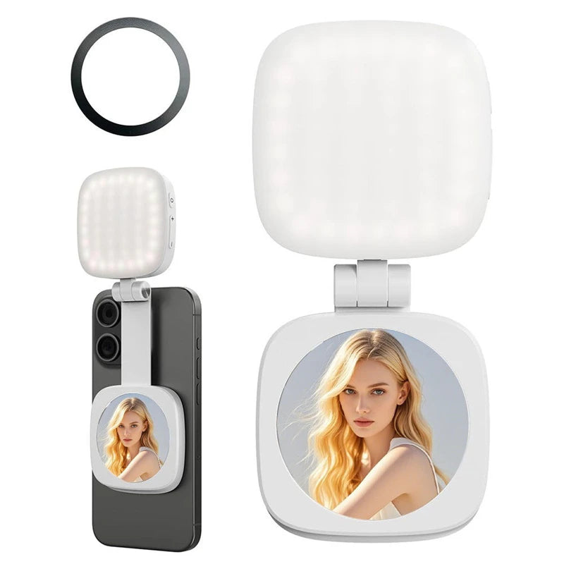 Purilite Select Magnetic Portable Selfie Light with Mirror for Video Calls & Content Creation (Set of 3)