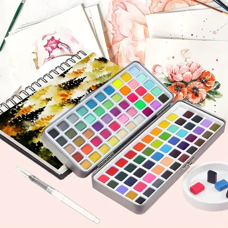 Purilite Select Deluxe 50/100/168-Color Watercolor Paint Set with Brushes & Pencils