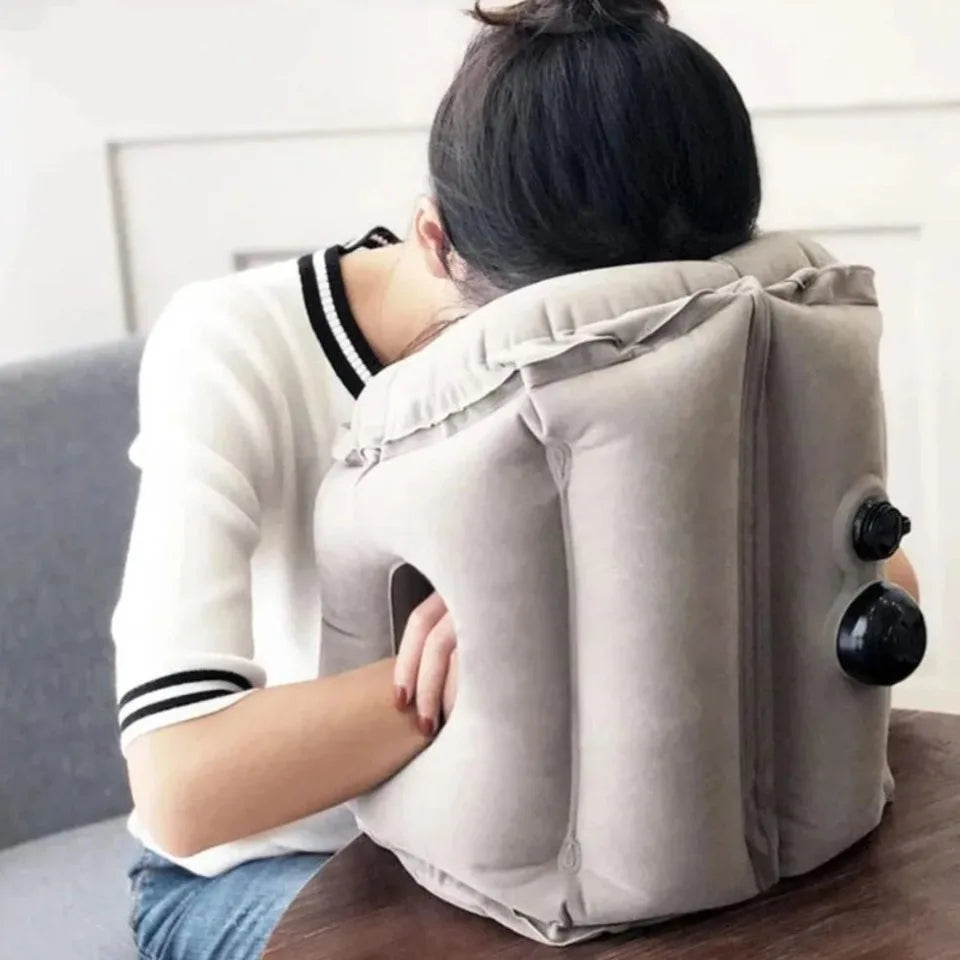 Purilite Select Inflatable Travel Pillow | Flocking Sleeping Pillow | U-Shape Neck Cushion | Long Distance Travel | Aircraft Lunch Rest Pillow