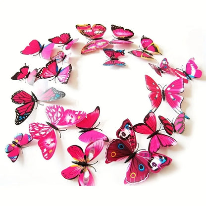 Purilite Select 12Pcs 3D Double Layer Butterfly Wall Stickers