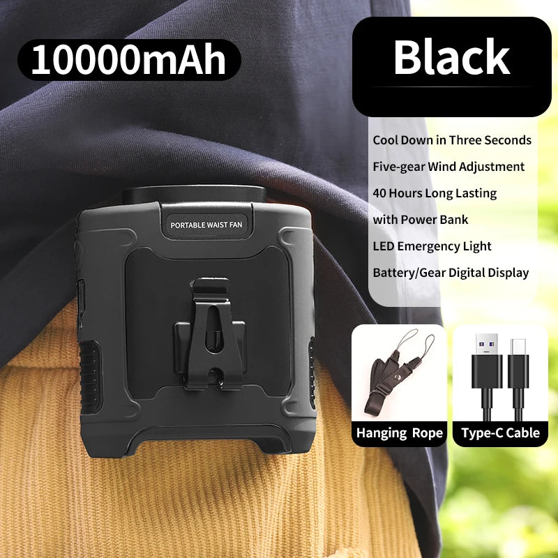 Purilite Select 20000mAh Outdoor Portable Waist & Hanging Neck Fan