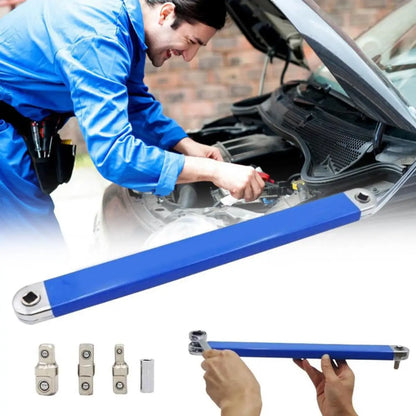 Purilite Select Compact Offset Extension Wrench with 4 Adapters | Dual-Purpose Impact Socket Ratchet Wrench | Automotive Hand Tool