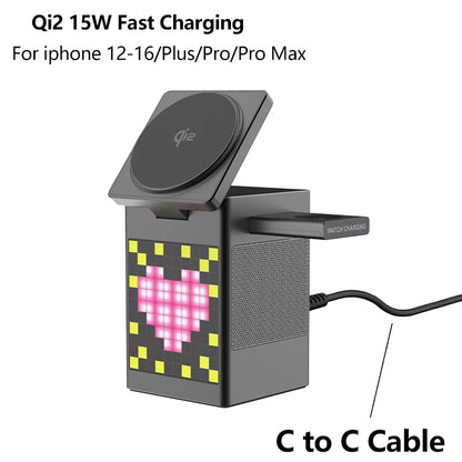 Purilite Select 3-in-1 Magnetic Wireless Charging Station with Bluetooth Speaker