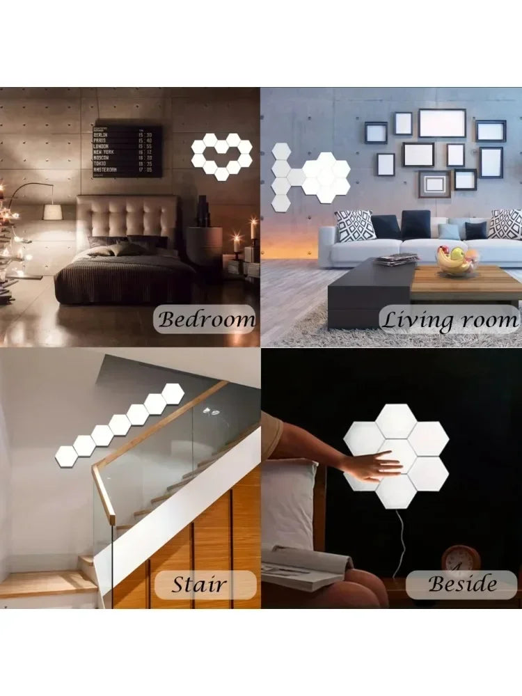Purilite Select | Hexagon Touch LED Wall Light 6-Pack | Dimmable Night Light | Modern Wall Decor Lighting