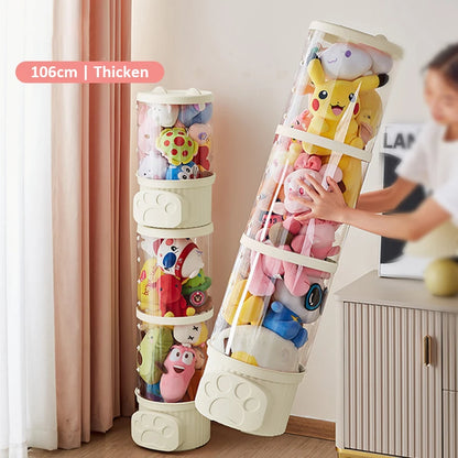 Purilite Select Transparent Toy Storage Box | Moistureproof Stuffed Animal Organizer | Round Storage Container for Home Organization