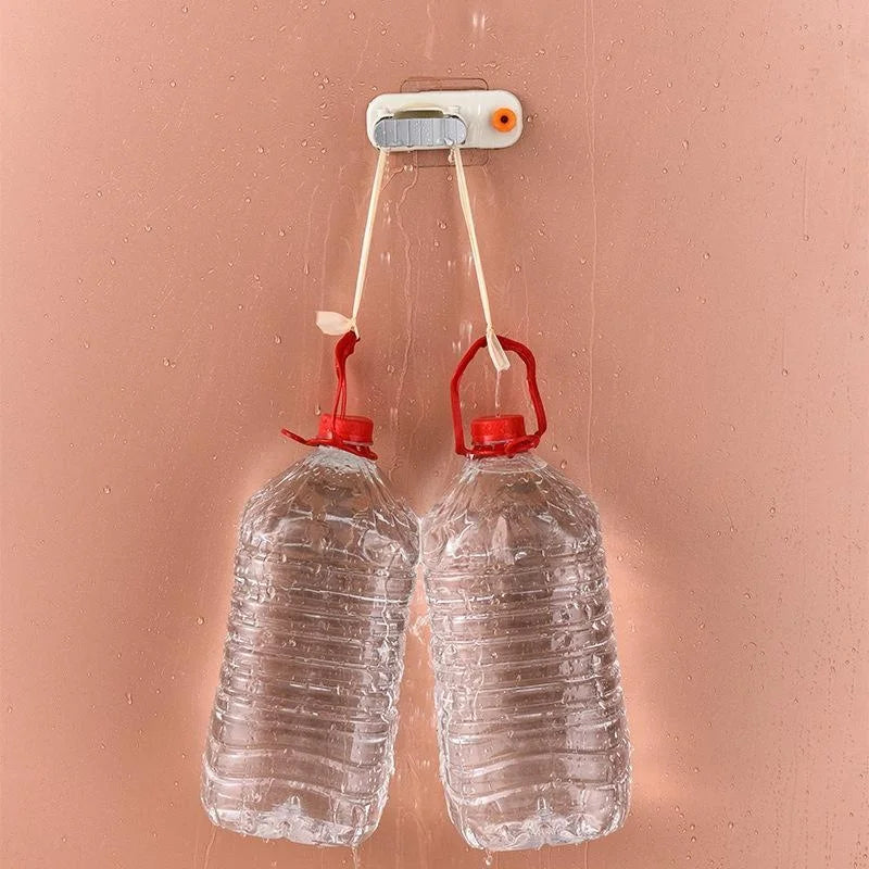 Purilite Select Waterproof Mop Hanger Nail-Free Self-Adhesive Wall Mount Mop Holder, Multifunctional Broom Clip Organizer for Bathroom, Kitchen & Home Storage