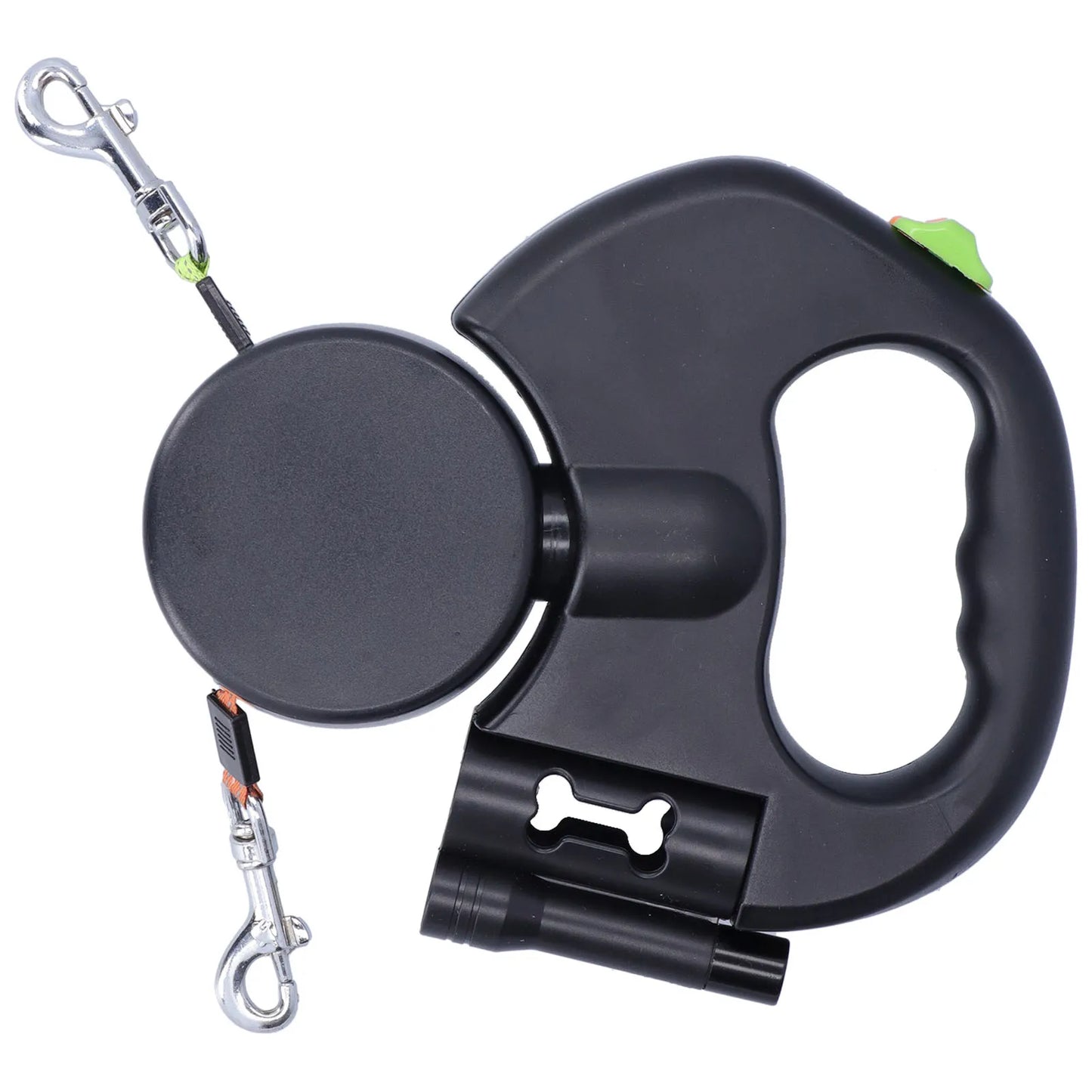 Purilite Select Retractable Double Dog Leash with Flashlight & Bag Dispenser