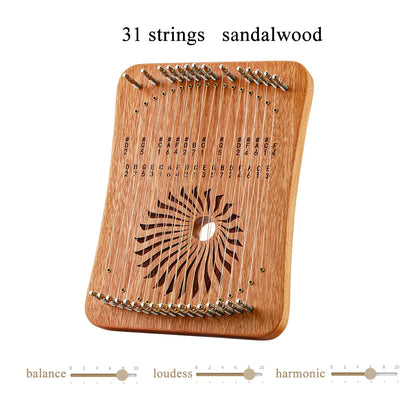 Purilite Select | Wooden Finger Lyre Harp | 17 / 31 Strings Thumb Lyre | Beginner Musical Instrument