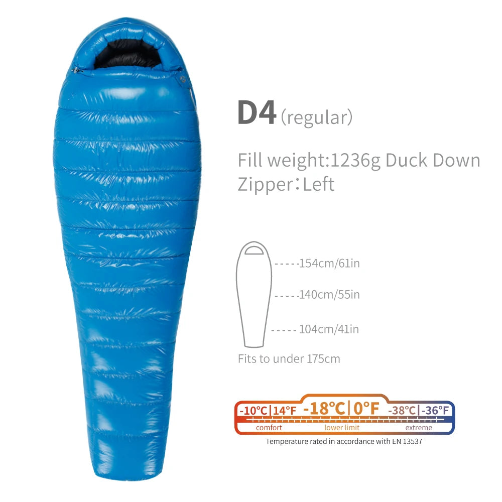 Purilite Select Ultralight Duck Down Sleeping Bag | 3-Season Camping & Hiking Mummy Sleeping Bag