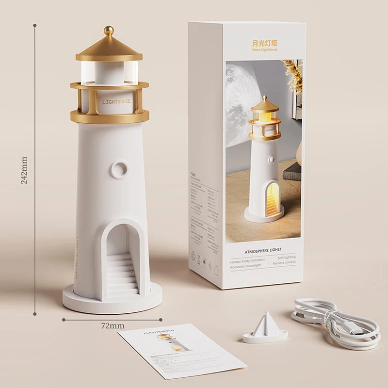Purilite Select Moon Projection Lighthouse Lamp | Motion Sensor Night Light | Remote Control Ambient Lamp | Bluetooth Music Light