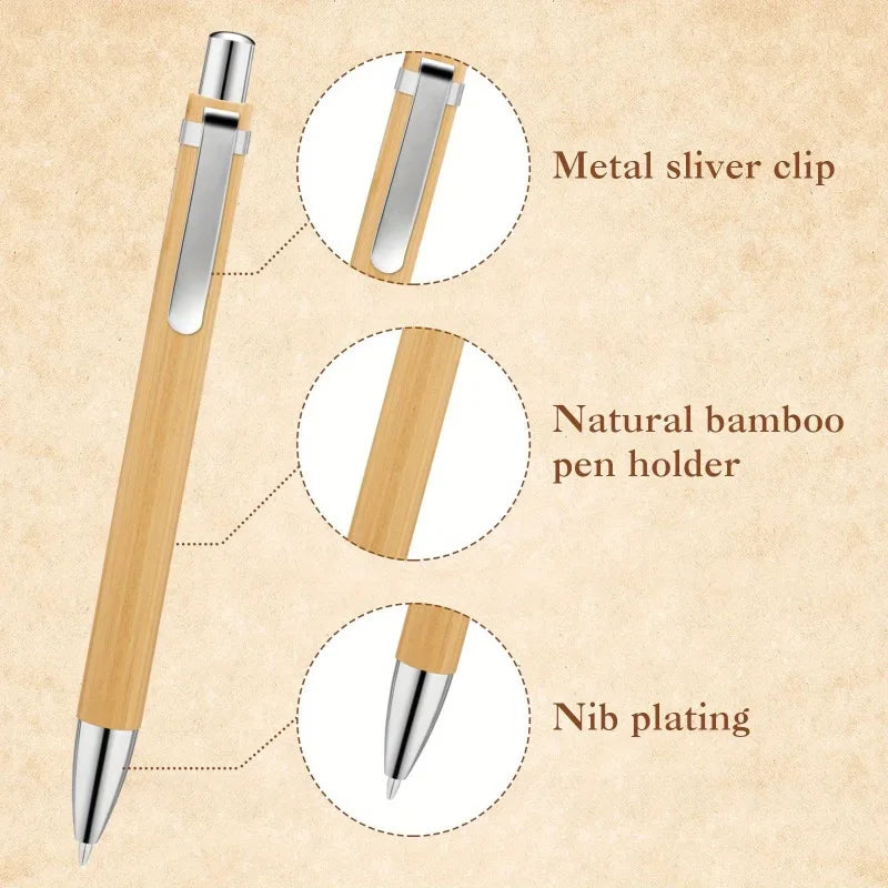 Purilite Select Bamboo 100 Pcs Ballpoint Stylus Pen – Eco-Friendly Writing Pen for Office, School and Touchscreen Devices