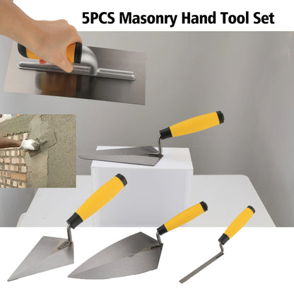 Purilite Select 5-Piece Mason Set – Carbon Steel Bricklaying, Pointing & Margin Trowel Kit with Wooden Handles