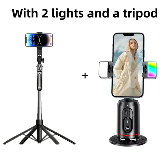 Purilite Select 360° Rotation Gimbal Stabilizer Tripod Selfie Stick with Bluetooth Remote & Light Holder
