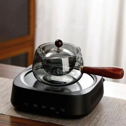 Purilite Select Heat Resistant Glass Teapot | 360° Rotating Transparent Brewing Teapot with Built-In Tea Filter and Comfortable Handle | Large Capacity Boiling Tea Kettle for Home and Office