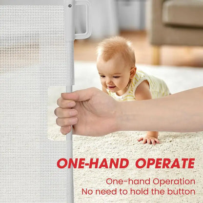 Purilite Select Retractable Baby Gate for Stairs | No-Drill Mesh Safety Gate | Freestanding Child & Pet Safety Door Barrier | Indoor Outdoor Home Use