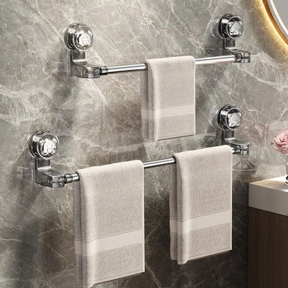 Purilite Select Suction Cup Retractable Towel Bar pair | Wall Mounted Non-Drill Adjustable Holder | Waterproof Multipurpose Rack Set of 2