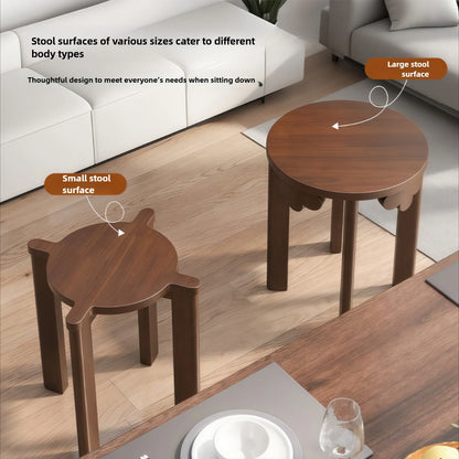 Purilite Select Solid Wood Round Stool | Stackable Dining Table Stool | Living Room Coffee Table Small Chair