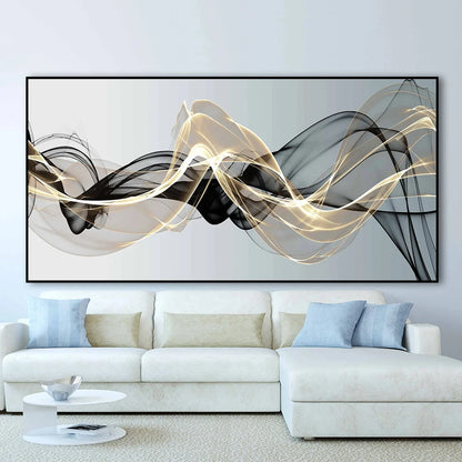 Purilite Select Abstract Black & Gold Mesh Canvas Print