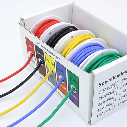 Purilite Select Silicone Tinned Copper Wire Kit 16AWG 17AWG 18AWG 20AWG 22AWG 24AWG 26AWG 28AWG 30AWG Flexible Electrical Hook-Up Wire