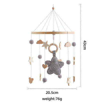 Purilite Select Wooden Baby Crib Mobile | Crochet Star Hanging Bed Bell | Nursery Rattle Decoration | Newborn Comfort Toy