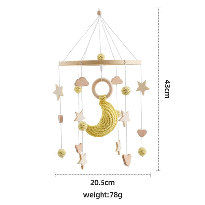 Purilite Select Wooden Baby Crib Mobile | Crochet Star Hanging Bed Bell | Nursery Rattle Decoration | Newborn Comfort Toy