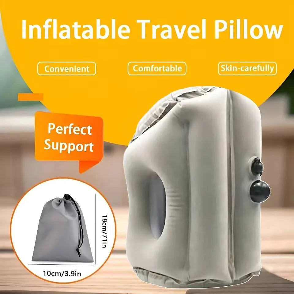 Purilite Select Inflatable Travel Pillow | Flocking Sleeping Pillow | U-Shape Neck Cushion | Long Distance Travel | Aircraft Lunch Rest Pillow