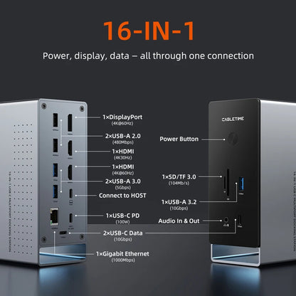 Purilite Select 16-in-1 USB-C Docking Station