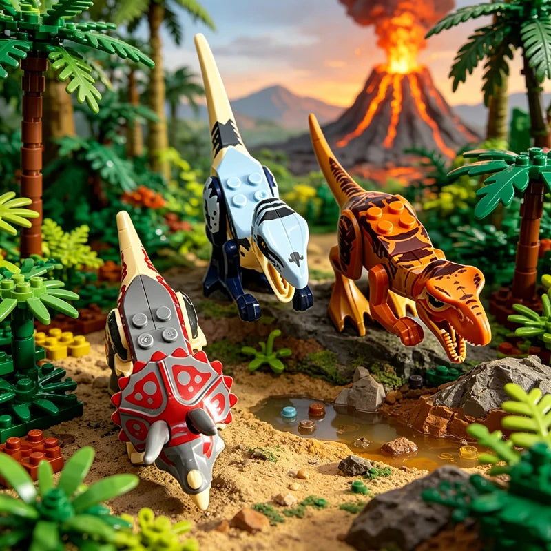 Purilite Select Jurassic Dinosaur Building Blocks Set | Mini Dinosaur Figures | Educational Construction Toy | Creative STEM Gift for Kids