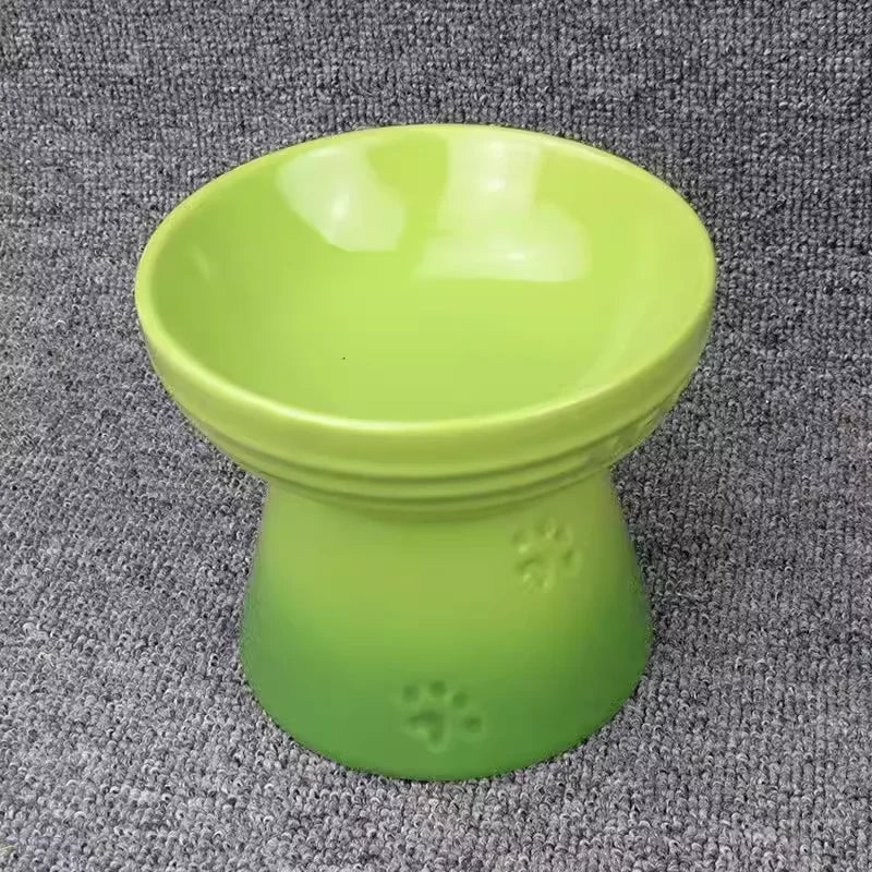 Ceramic Tall Pet Bowl – Anti-Spill Elevated Cat & Dog Food Bowl