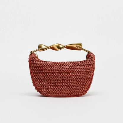 Purilite Select Summer Half-Moon Woven Straw Shoulder Bag