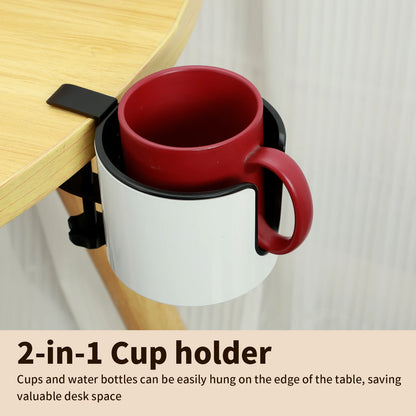 Purilite Select 2-in-1 Desk Cup Holder | Adjustable Clamp Mug & Headphone Holder | Space-Saving Desk Organizer