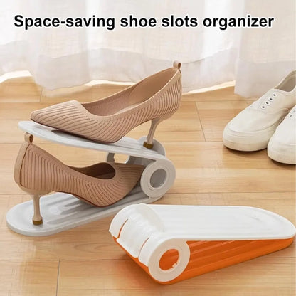 Purilite Select | Adjustable Shoe Slots Organizer | Double Layer Space Saver Shoe Stacker for Closet Organization
