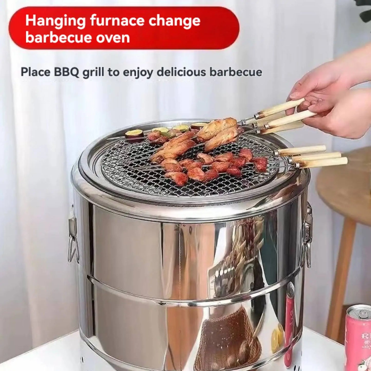 Purilite Select Smokeless Hanging BBQ Grill Stainless Steel Indoor Outdoor Charcoal Stove